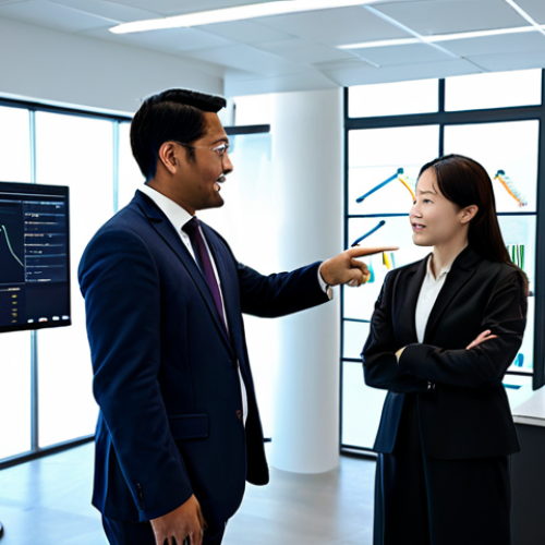 A diverse team of five professional business people, two men and three women, in their late 20s to early 40s. All are wearing modest, professional business attire, including suits, blazers, and dress shirts. They are gathered around a large interactive screen in a bright, modern open-plan office space. The screen displays complex data visualizations, charts, and user feedback snippets. They are engaged in an active discussion, pointing at the screen and taking notes, emphasizing user "찐 반응" (real reactions) and data interpretation. The background shows blurred office activity, reflecting a dynamic work environment. High-resolution professional photography, natural lighting, sharp focus on subjects, fully clothed, appropriate attire, safe for work, appropriate content, professional, modest, perfect anatomy, correct proportions, natural pose, well-formed hands, proper finger count, natural body proportions.